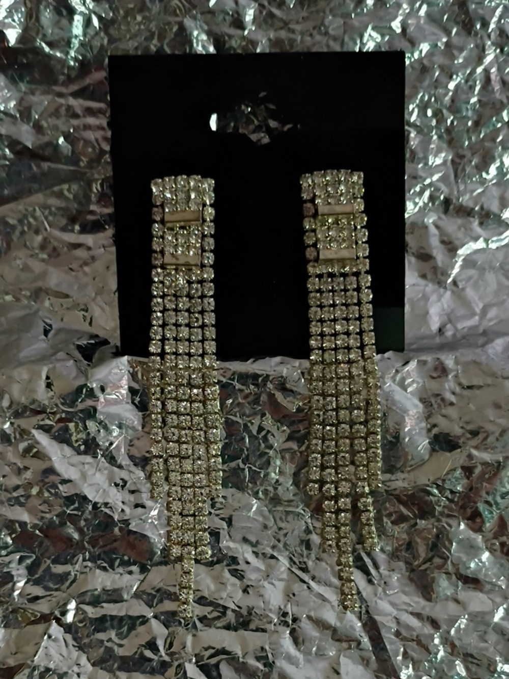 Crystal Drop Fringe Earrings - Gold Tone